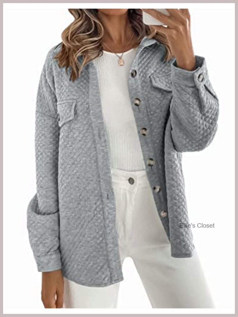 Long Sleeve Button Down Loose Shacket Jacket Coat Women Casual